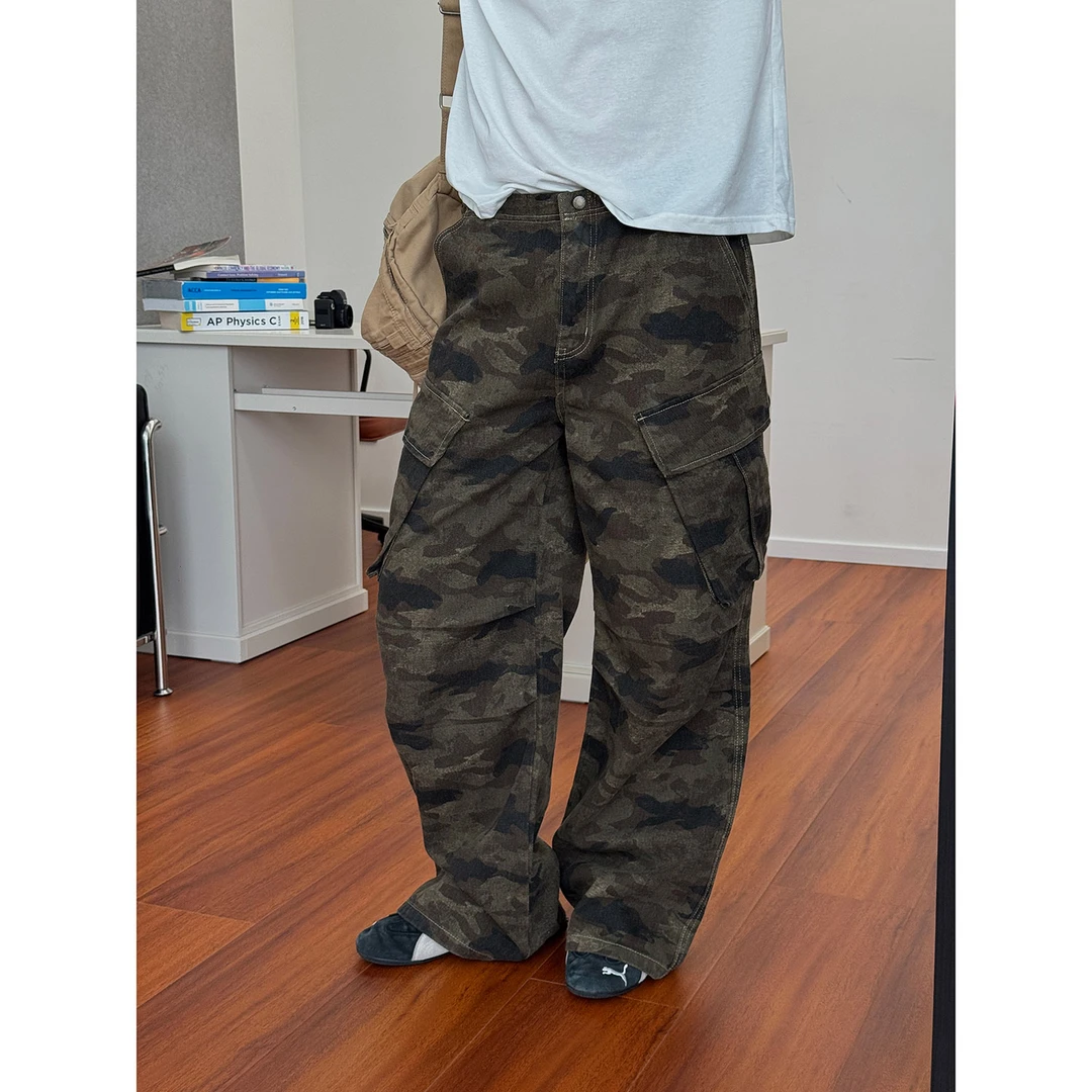 19studio WAYNEPRINCE美式潮牌大口袋迷彩休闲裤痞帅风宽松阔腿裤