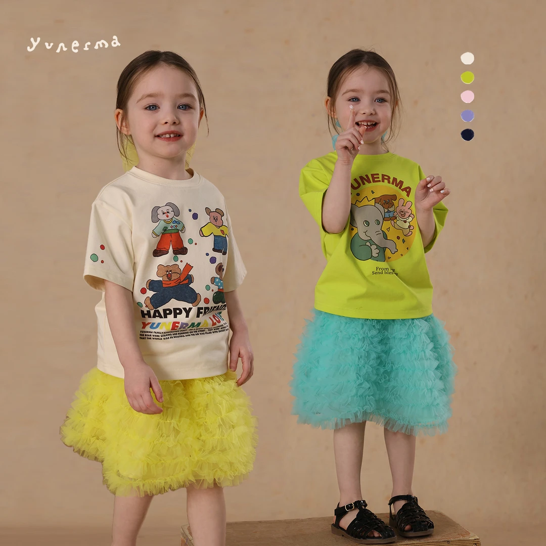 【原创插画师合作款】允儿妈女童夏季凉感可爱短袖 宝宝洋气T恤潮