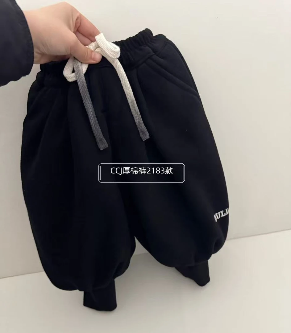 冬季男宝女宝新款加厚四合一韩版时尚百搭棉裤灯笼裤黑色儿童