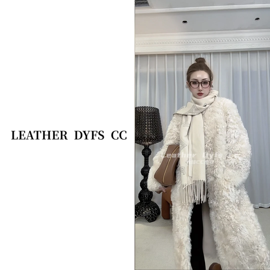 Leather Dyfs cc”街头暖炉“40439原单卷毛皮毛一体外套