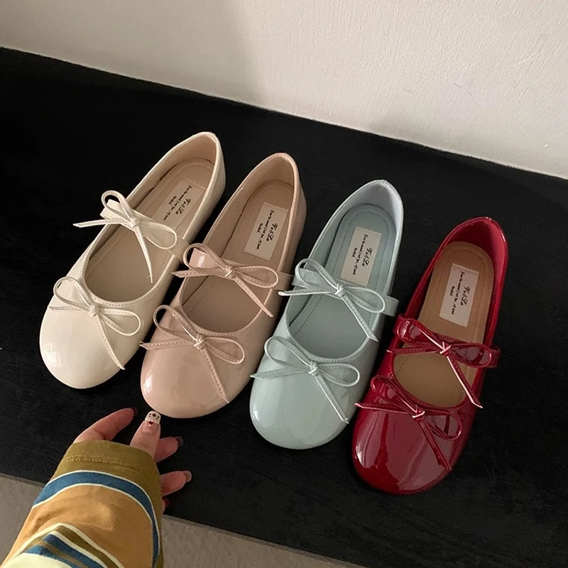 晚风鞋子法式蝴蝶结玛丽珍鞋平底女鞋早春款配裙子软底单鞋芭蕾