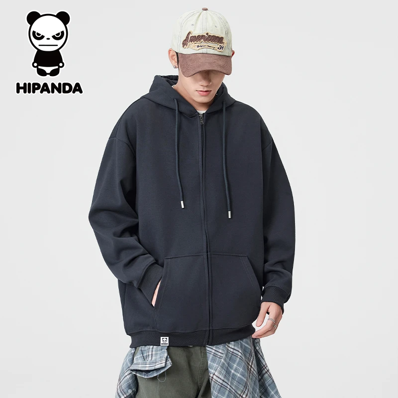 HiPanda你好熊猫连帽卫衣男款秋季休闲宽松百搭潮牌轻奢痞帅外套