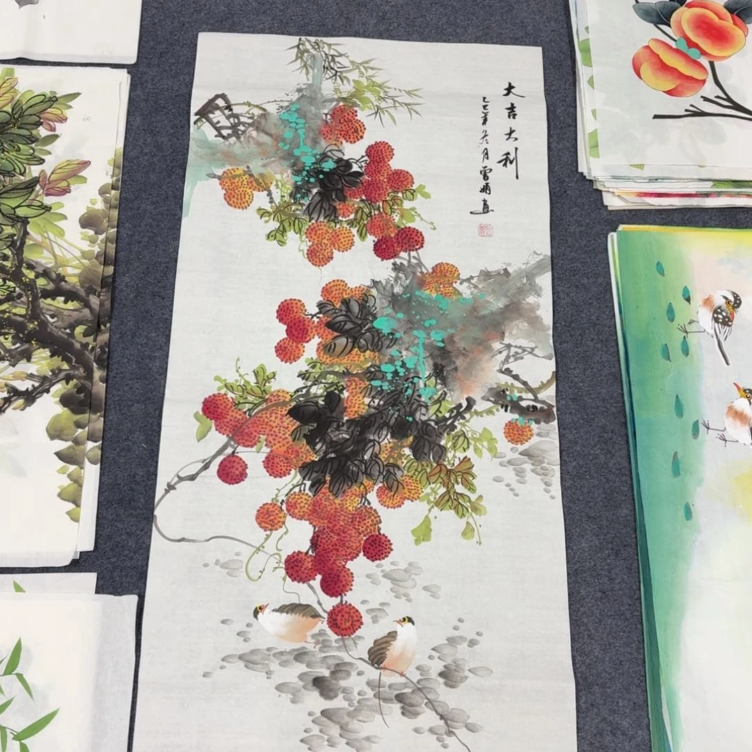 国画100×50手绘画画画