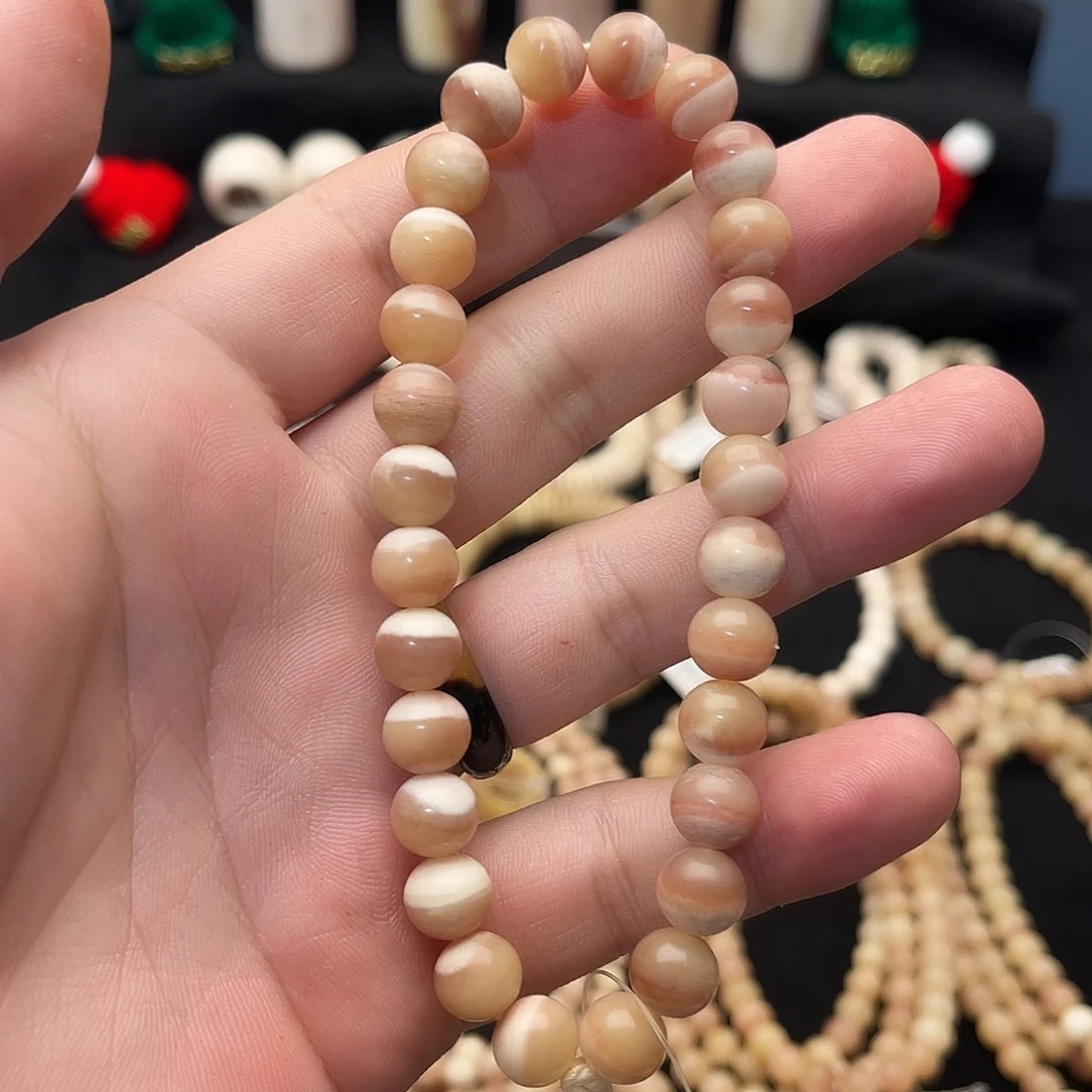 吊坠白玉菩提精品驼骨三花手串