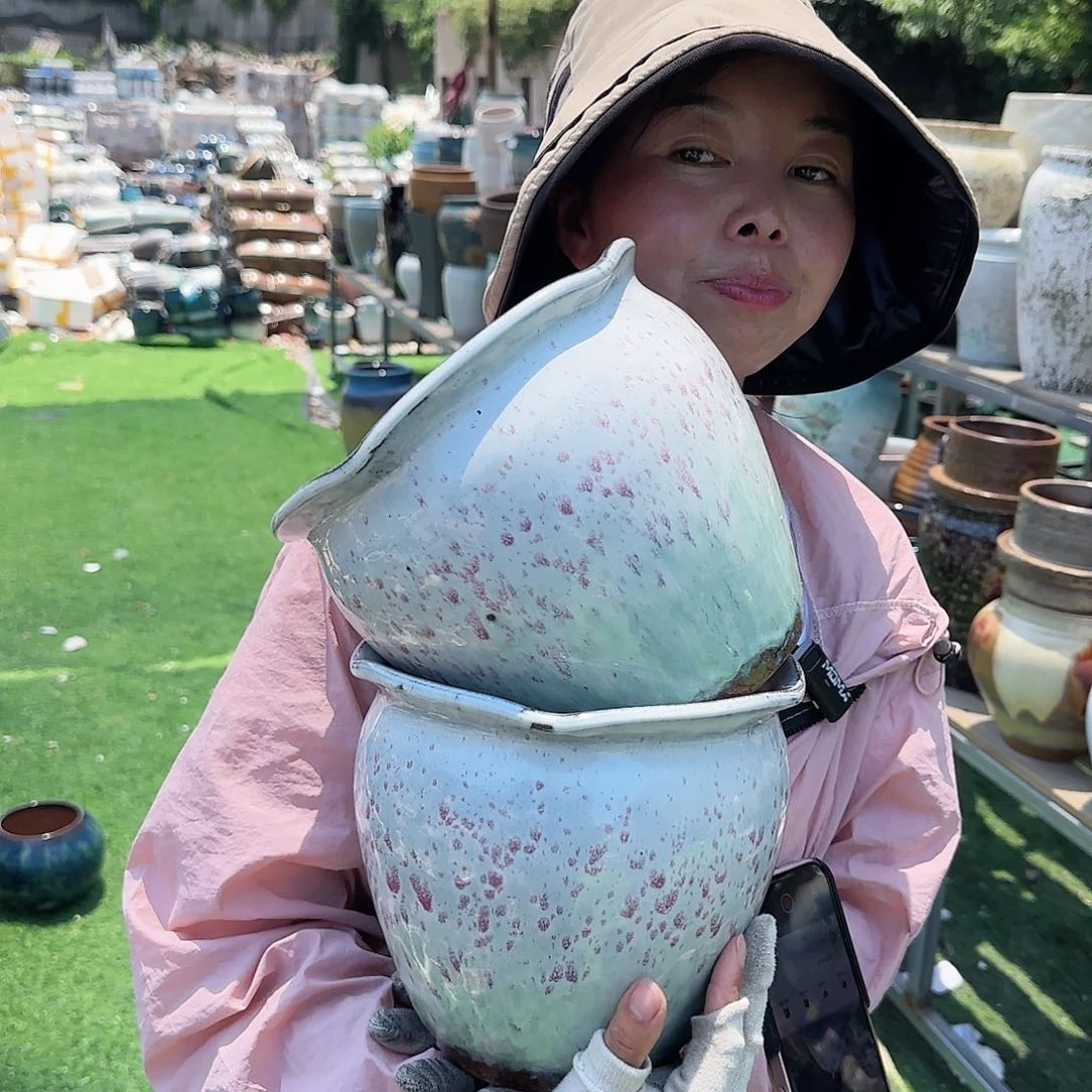 紫砂花盆王嫂花盆0628-欧粉粉高20口20