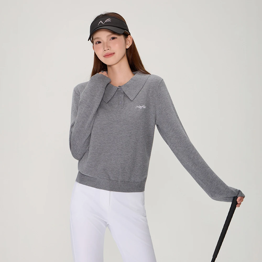 新品秋冬季高尔夫女装长袖翻领毛衣保暖气质御寒户外休闲运动套装
