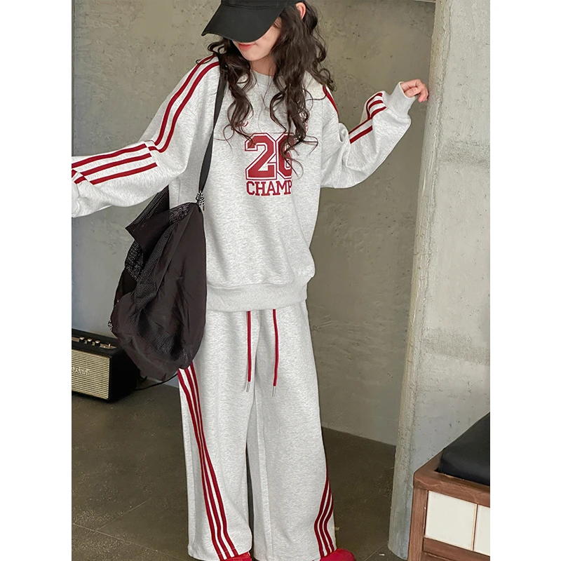 K28202学院风女童运动套装2025春装新款儿童卫衣两件套春秋休闲薄