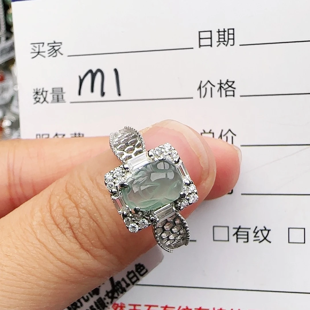 银S925镶嵌戒指翡翠戒指