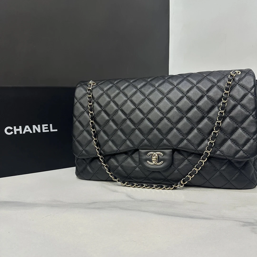 95新 Chanel/香奈儿 黑金xxl cf机场包28开38cm/0995111303
