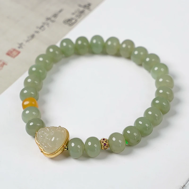 轻奢原创天然和田玉珠手串佛公蜜蜡隔珠女士手链多样性发一-8576