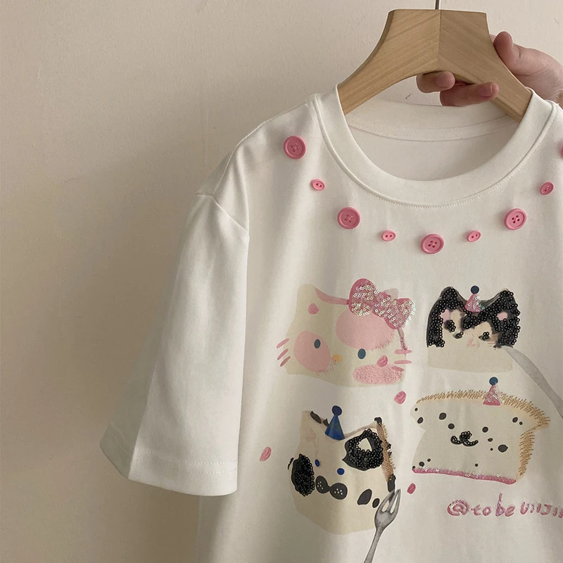 R25191女童卡通印花短袖春季新款