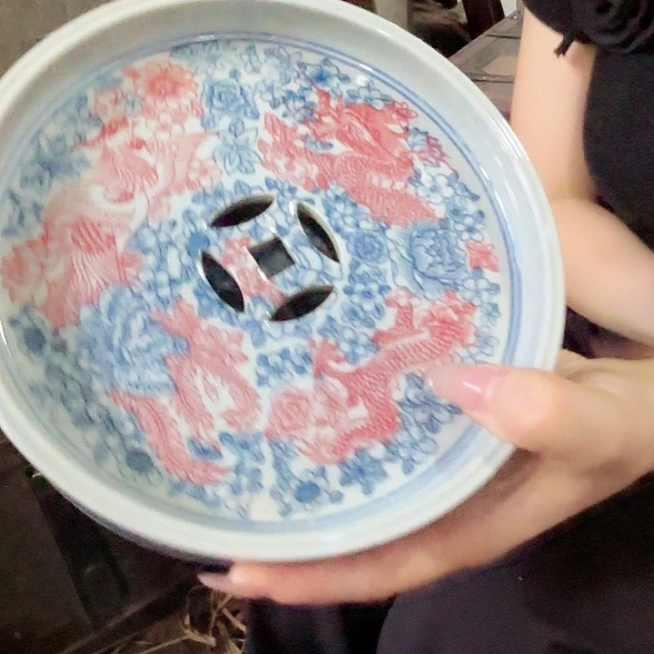 景德镇高温陶瓷龙凤茶盘