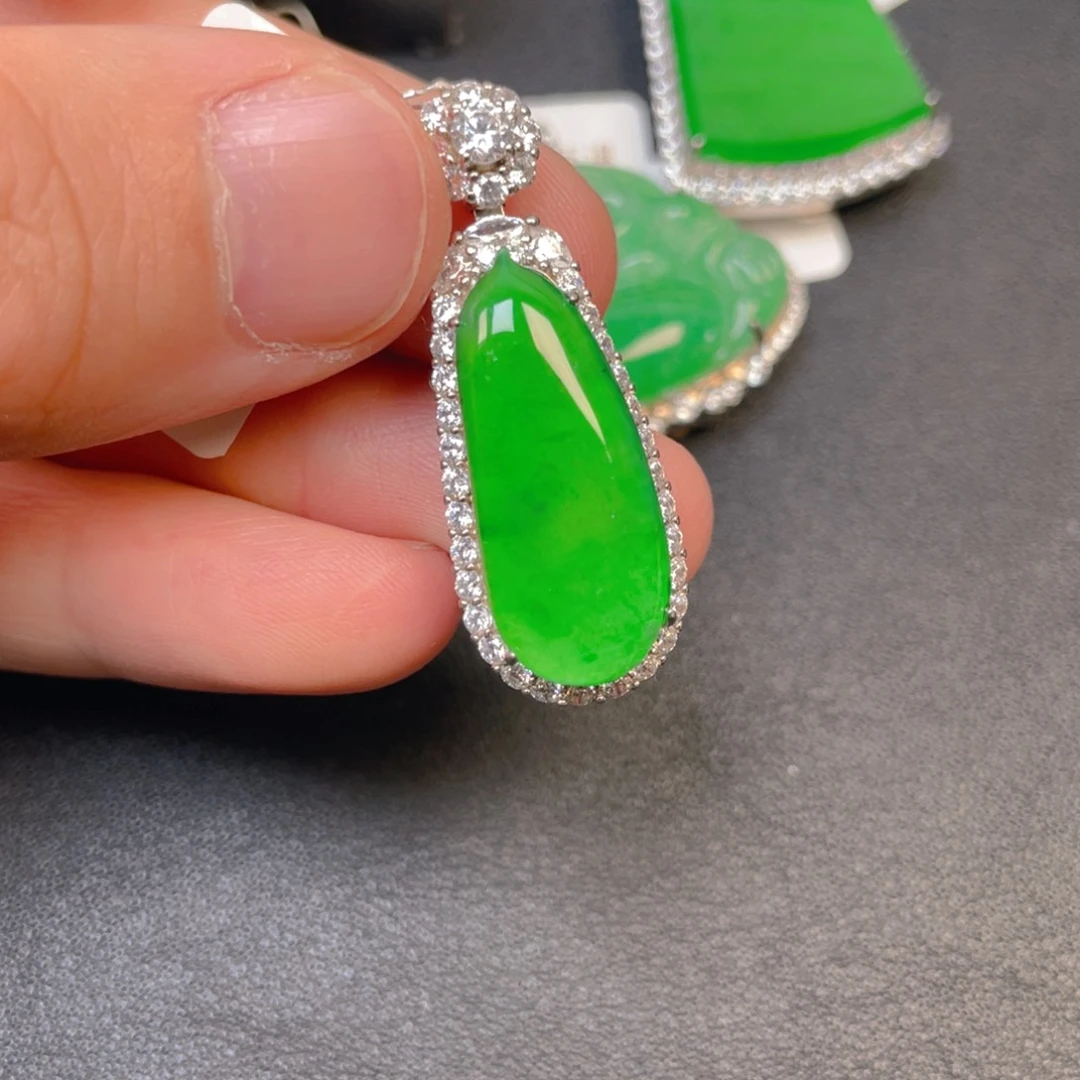 翡翠银S925镶嵌吊坠(不含链)