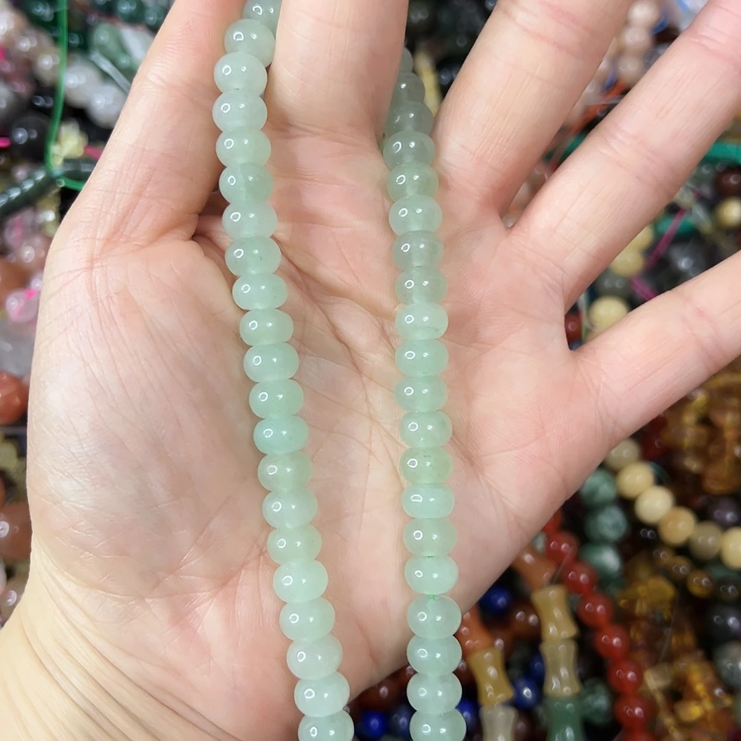 玛瑙/玉髓未镶嵌珠宝半成品，卡8绿东陵算盘一条