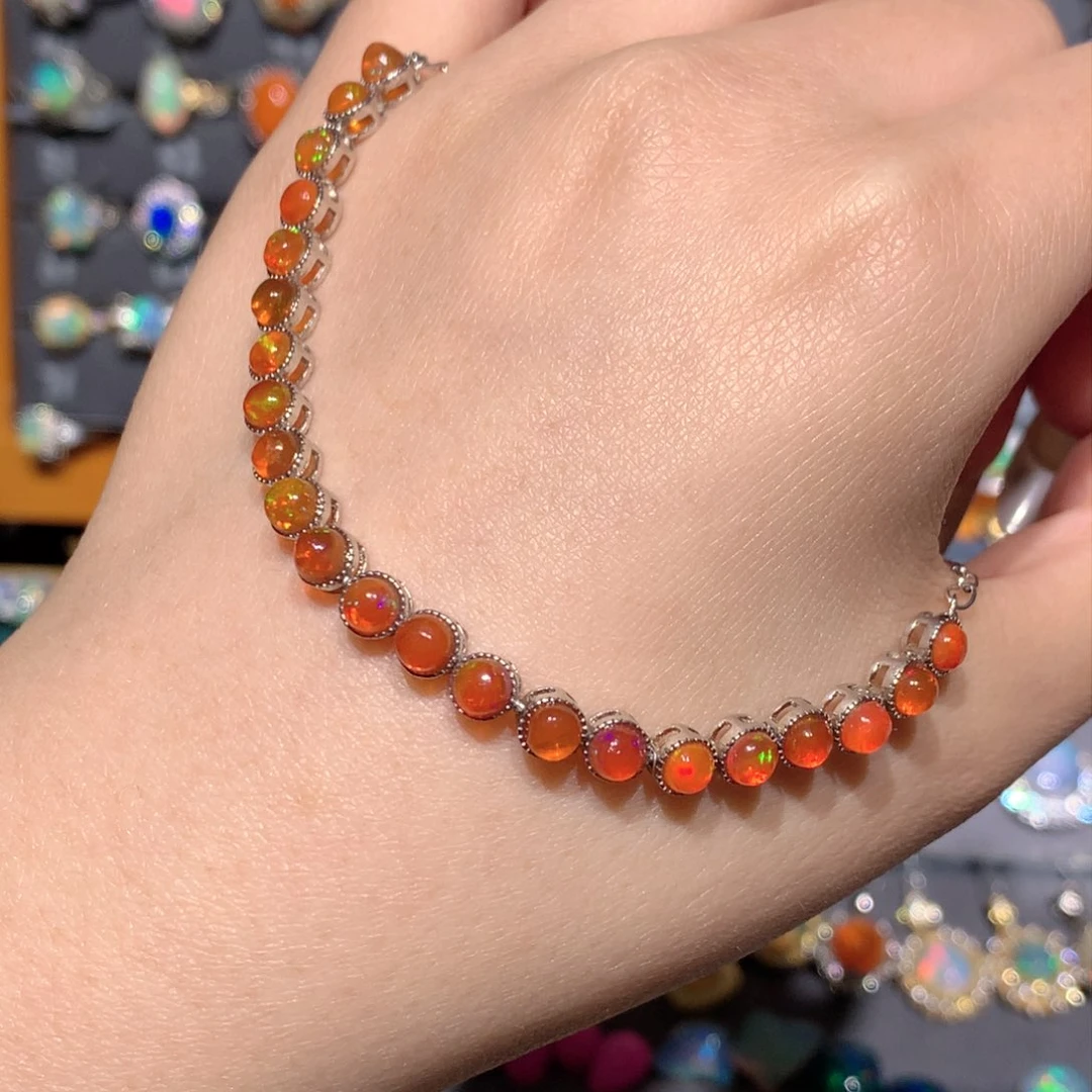 欧泊银S925镶嵌欧泊手链y