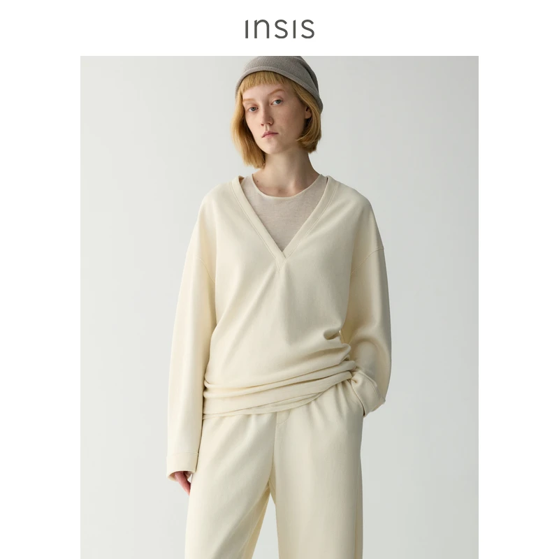INSIS FEMME大V领宽松堆褶上衣FN25111301