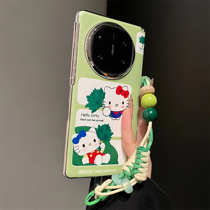 适用华为MateX6手机壳日韩可爱柚子叶KT猫mateX5小众Xfold5女款