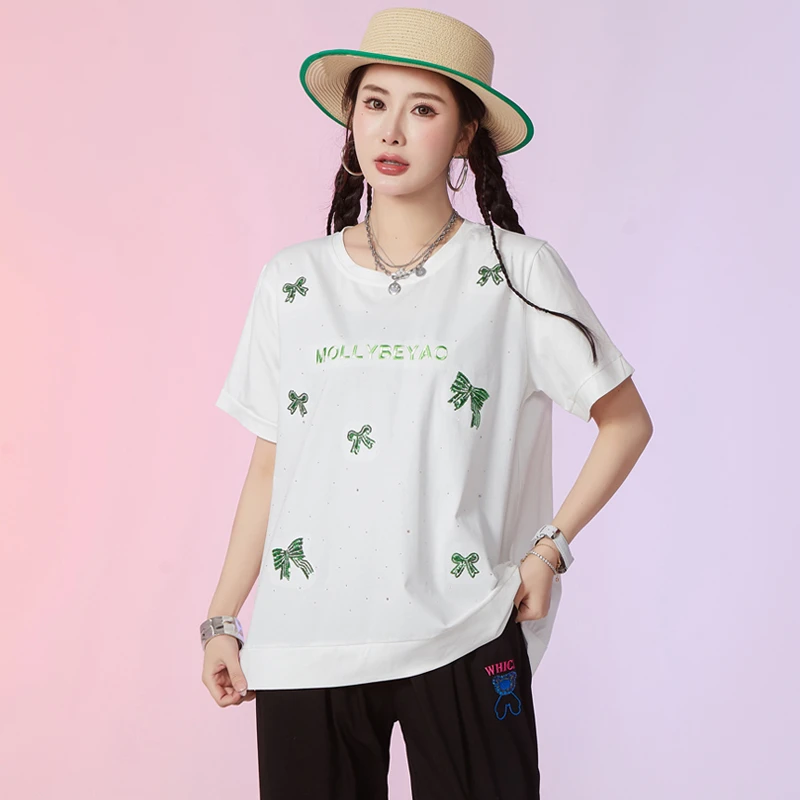 歌帛语2025夏季新款大码女装短袖宽松显瘦百搭圆领印花T恤