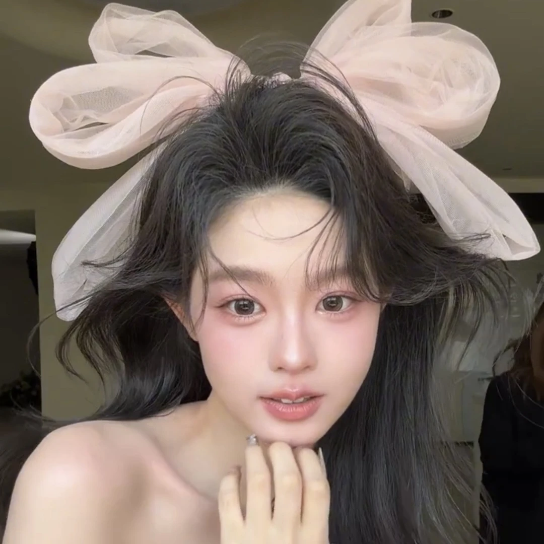 2954康康老师同款超大号粉纱蝴蝶结