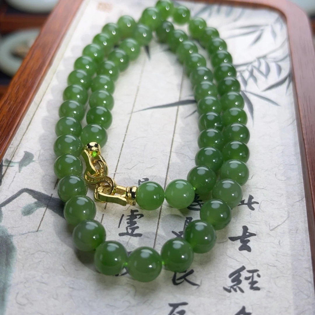 和田玉（碧玉）合金颈饰俄料