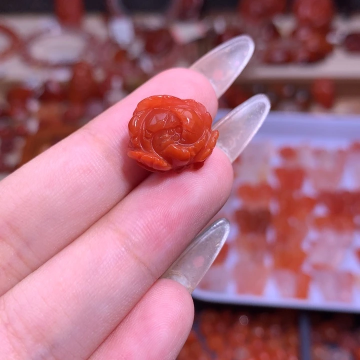 南红玛瑙合金珠宝半成品立体牡丹花21