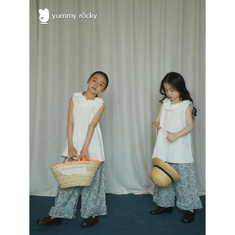 yummy&rocky柔软不透新疆棉A类立体花朵领背心裙/印花阔腿裤