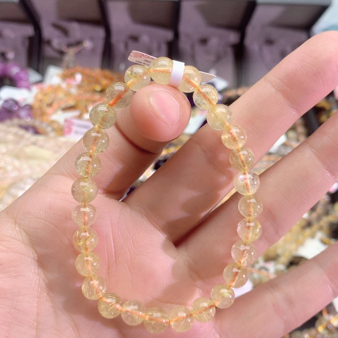 水晶手串未镶嵌栗*发晶手链7+