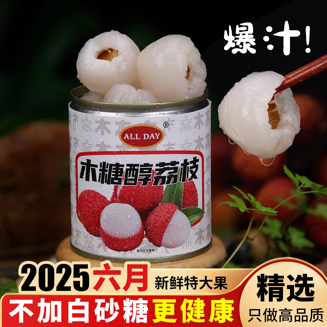 【半介活动】木糖醇荔枝罐头300g*4罐【不加白砂糖】水果无核荔枝果肉