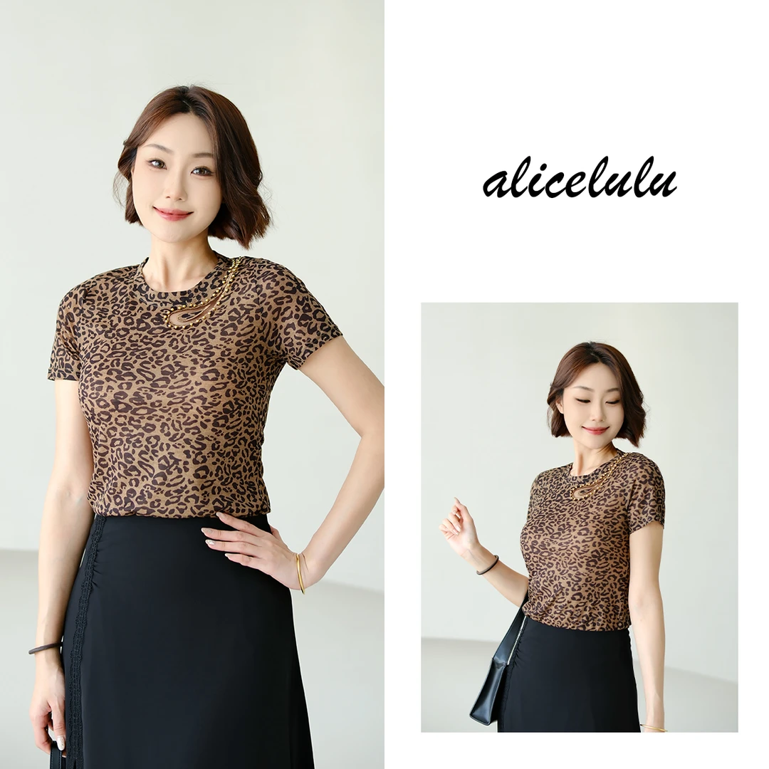 [alicelulu] “豹纹密码”T恤 镂空工艺 时髦百搭 S2142173T