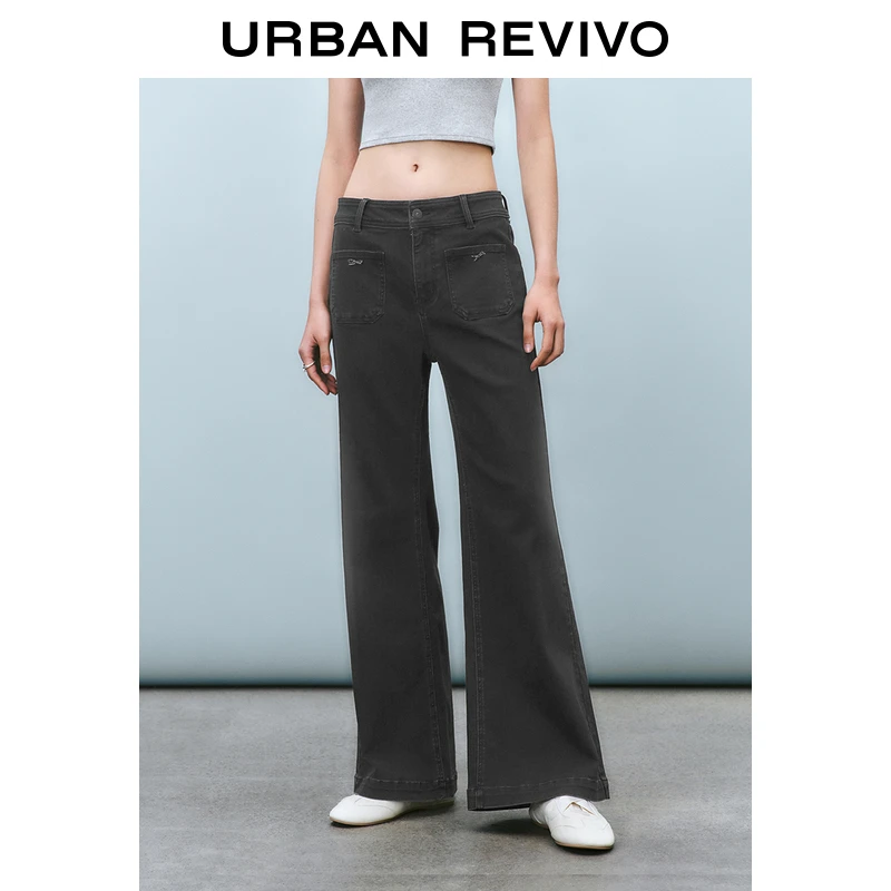 UR2025秋季新款女装复古休闲蝴蝶结装饰牛仔长裤UYY850044