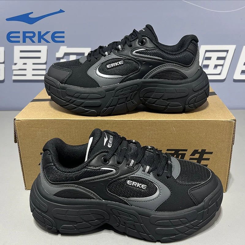 鸿星尔克休闲鞋2025秋季新款厚底百搭跑步鞋软底复古增高运动女鞋