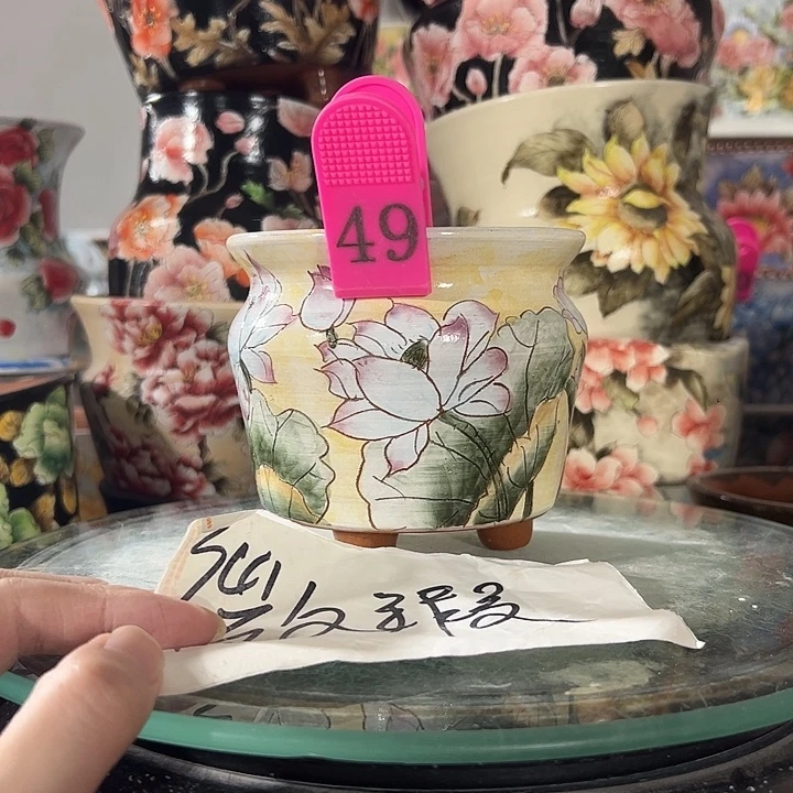景德镇幸运花盆手绘韩式花盆