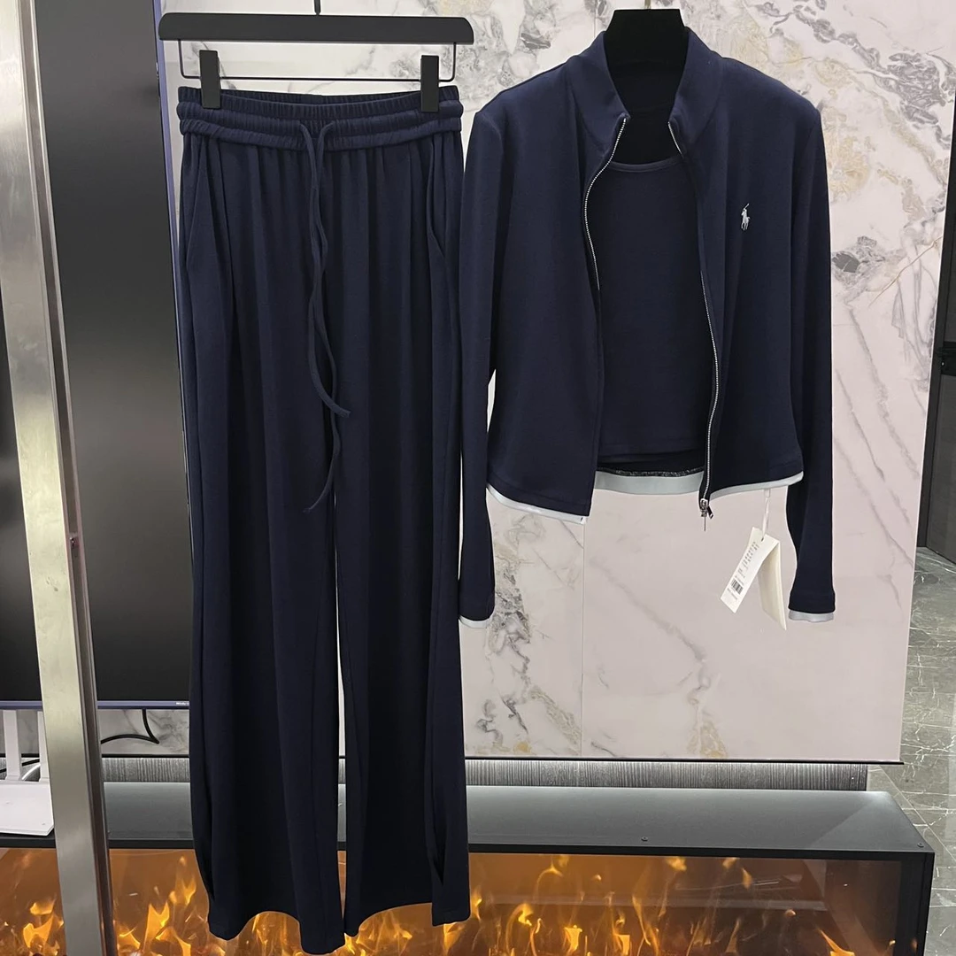 25S骑马的新款小马标三件套!原厂订单!气质长袖时尚休闲百搭阔腿