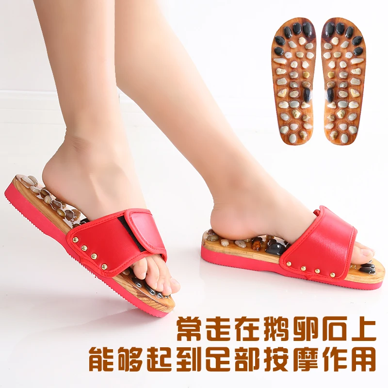 雨花石脚底按摩拖鞋指压鹅卵石足疗穴位刺激按摩男女养生鞋防滑