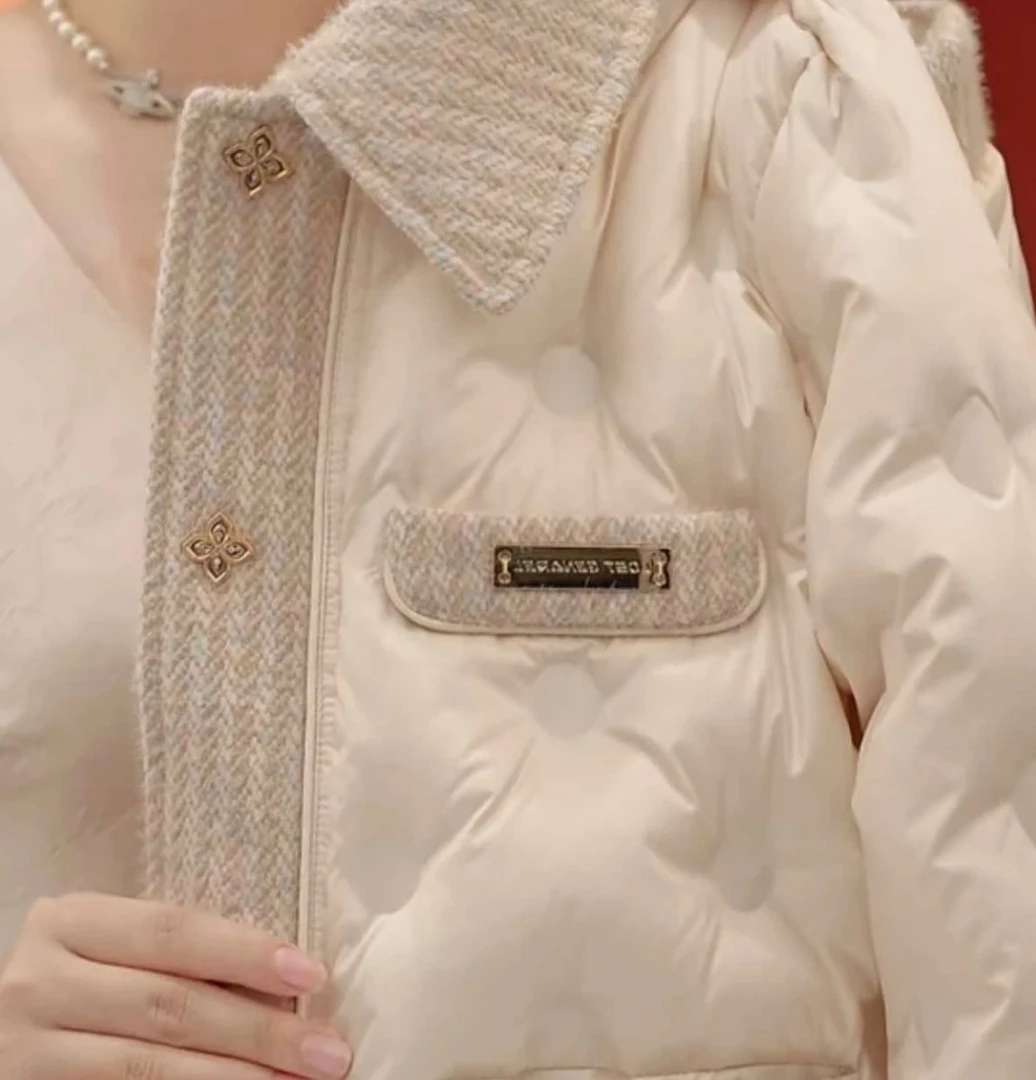 KK-2025新款时尚气质波点直充小香羽绒服