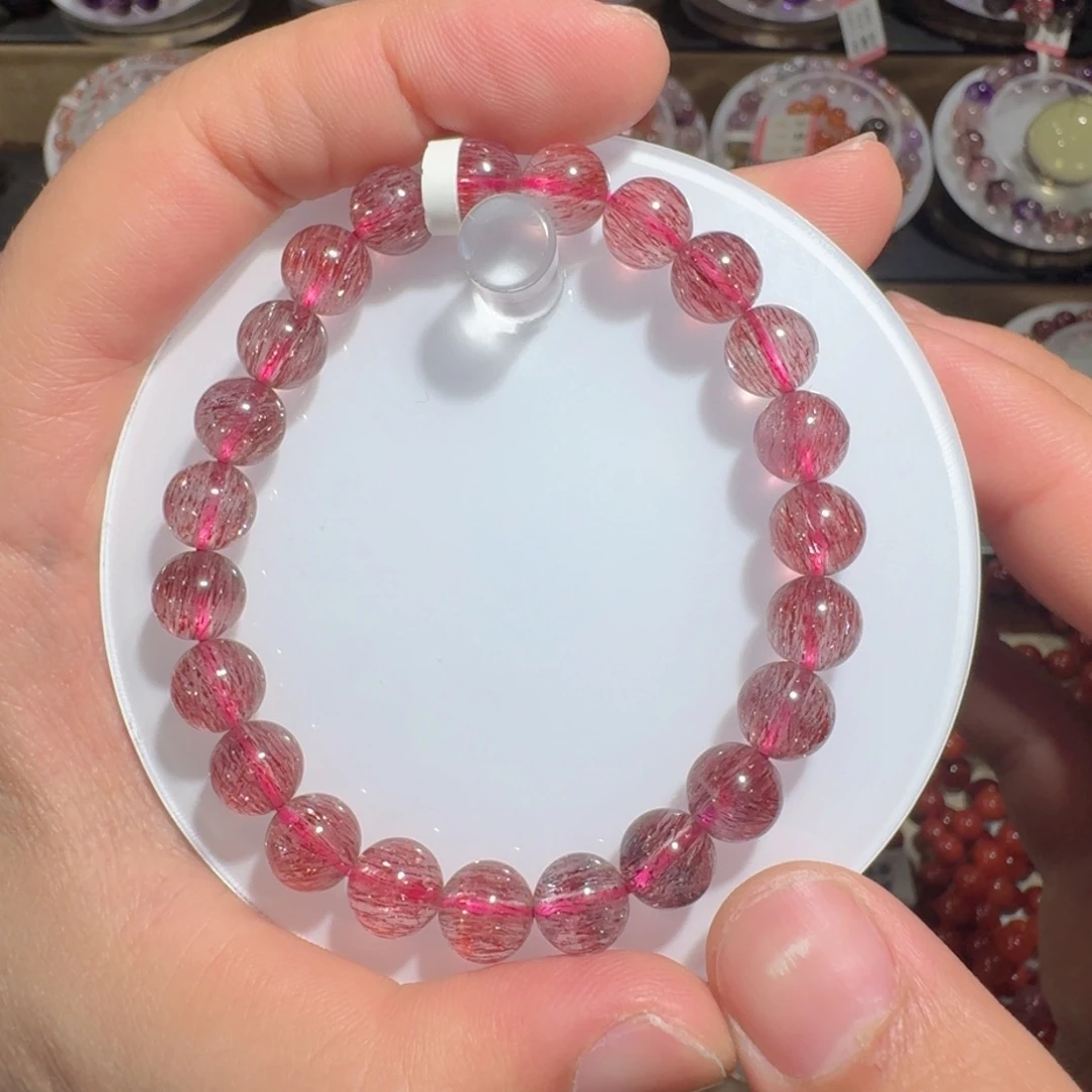 水晶未镶嵌手链8mm粉超七手串