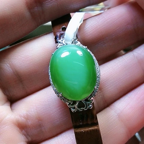 和田玉戒指银S925镶嵌