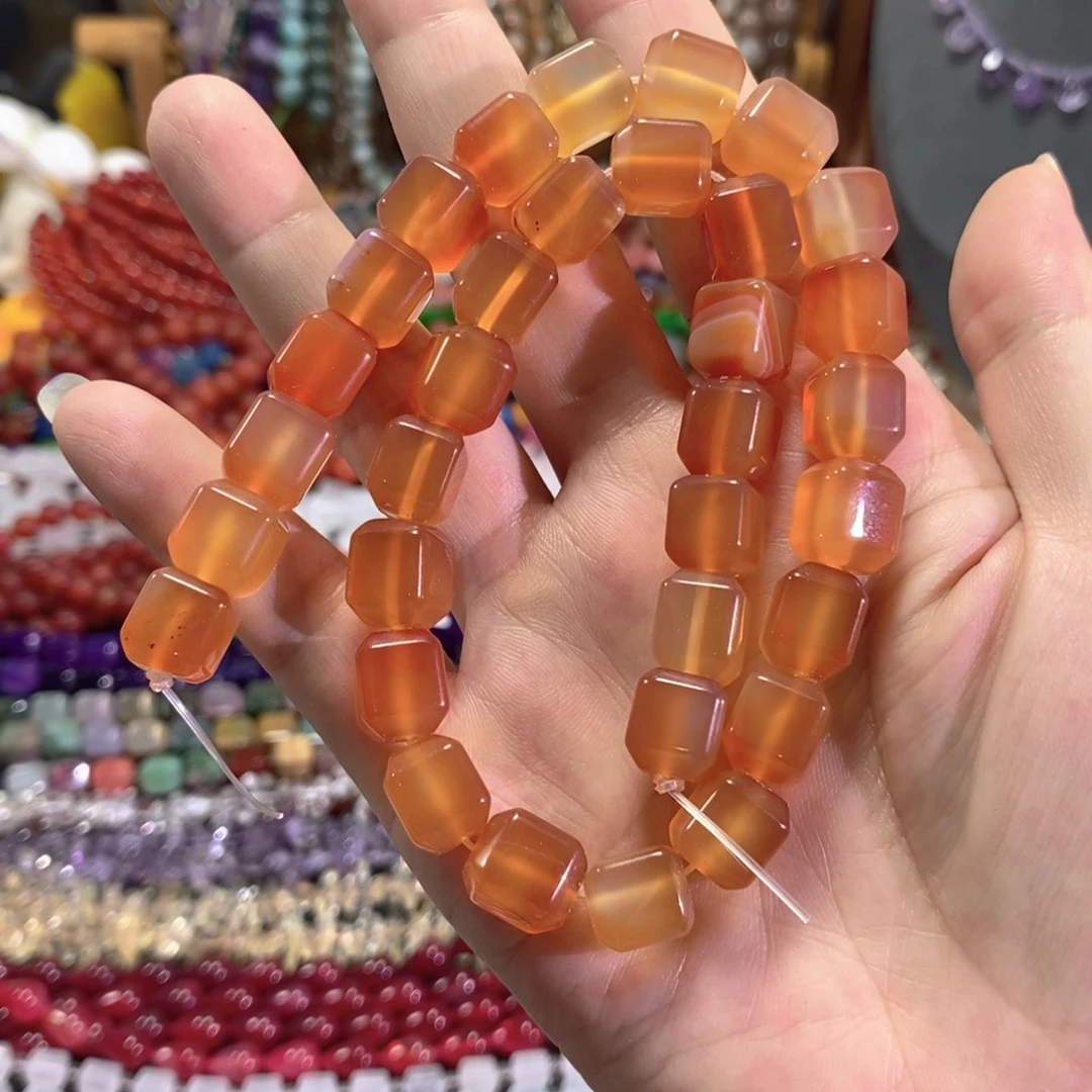 未镶嵌玛瑙/玉髓珠宝半成品玛瑙方糖一条卡10mm