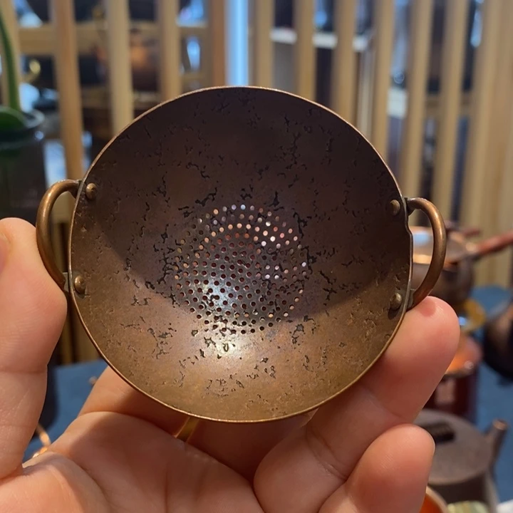 紫铜纯手工双耳锅茶漏