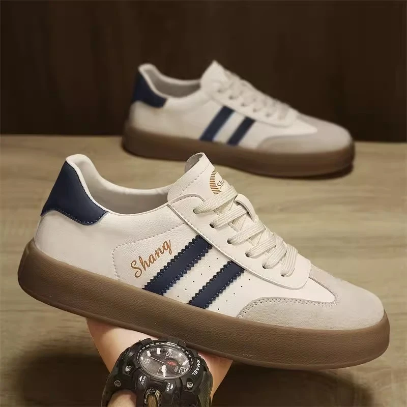 时尚轻奢男鞋2025新款透气板鞋百搭复古德训阿甘潮鞋运动休闲鞋