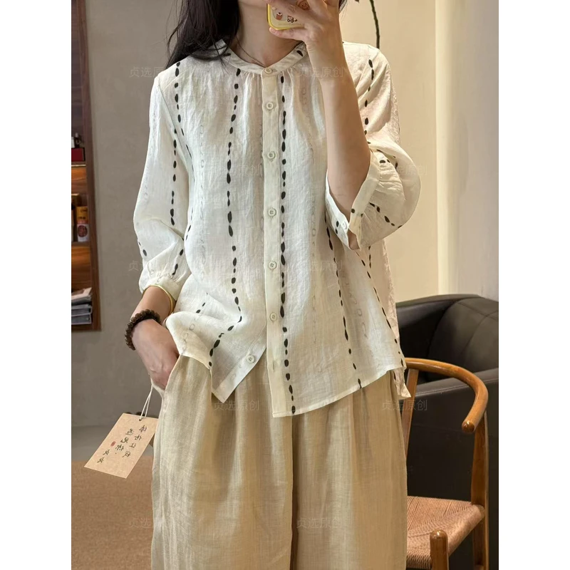 1328-新款韩版简约苎麻时尚衬衫
