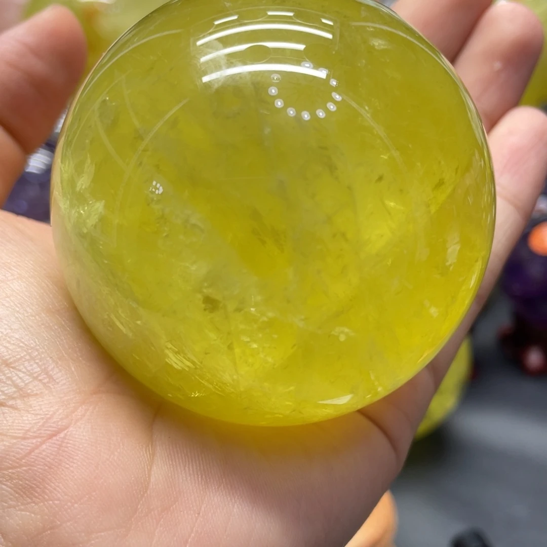 未镶嵌珠宝半成品水晶MM黄水晶球C2366