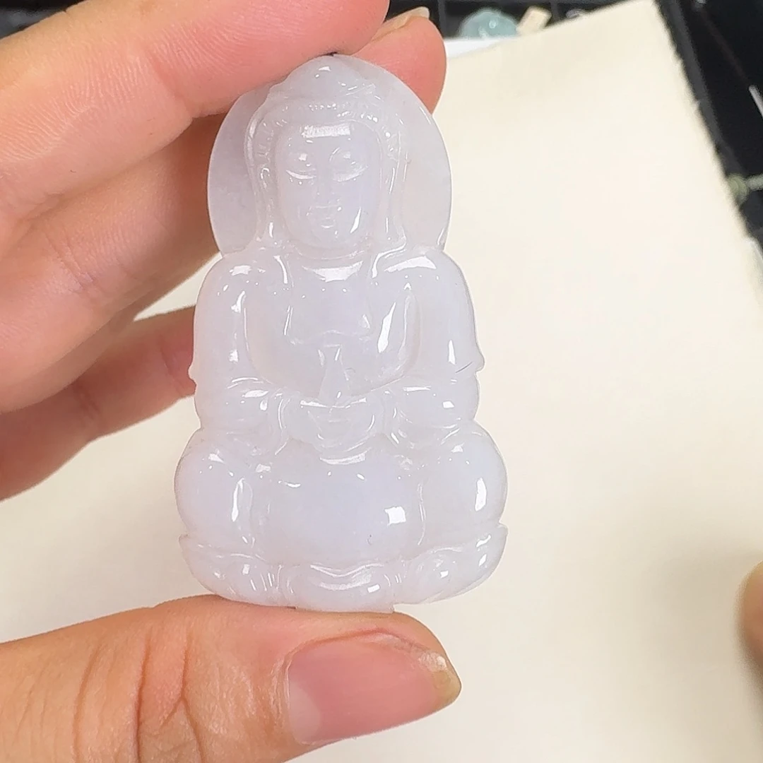 紫***荷翡翠未镶嵌颈饰观音