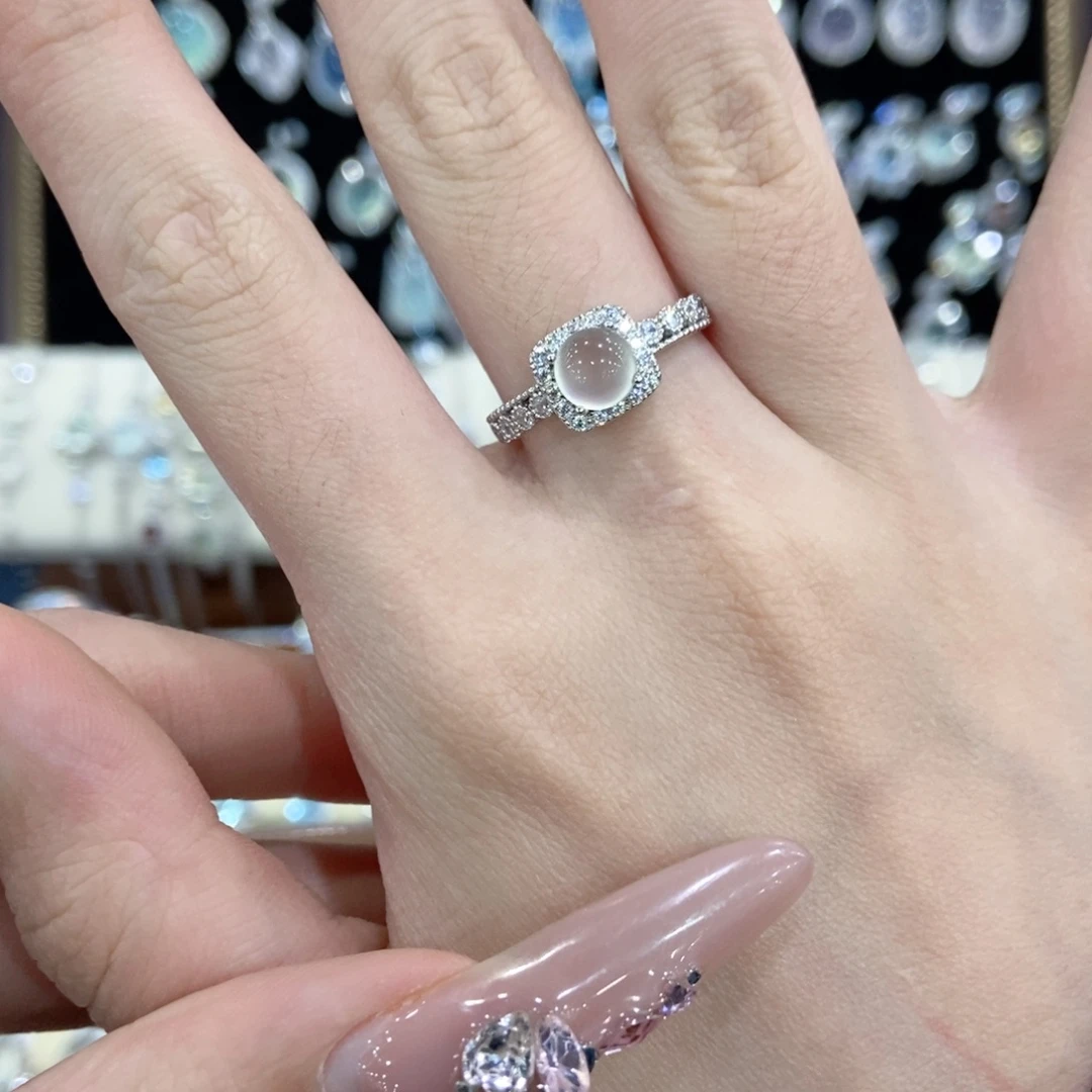 蛇纹石玉银S925镶嵌戒指