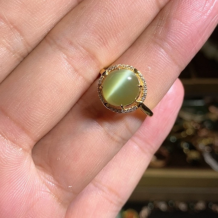 【闪购商品】银S925镶嵌戒指和田玉（碧玉）