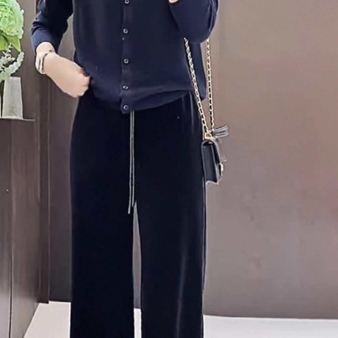 女士洋气时尚高腰垂感阔腿直筒休闲裤春秋冬款