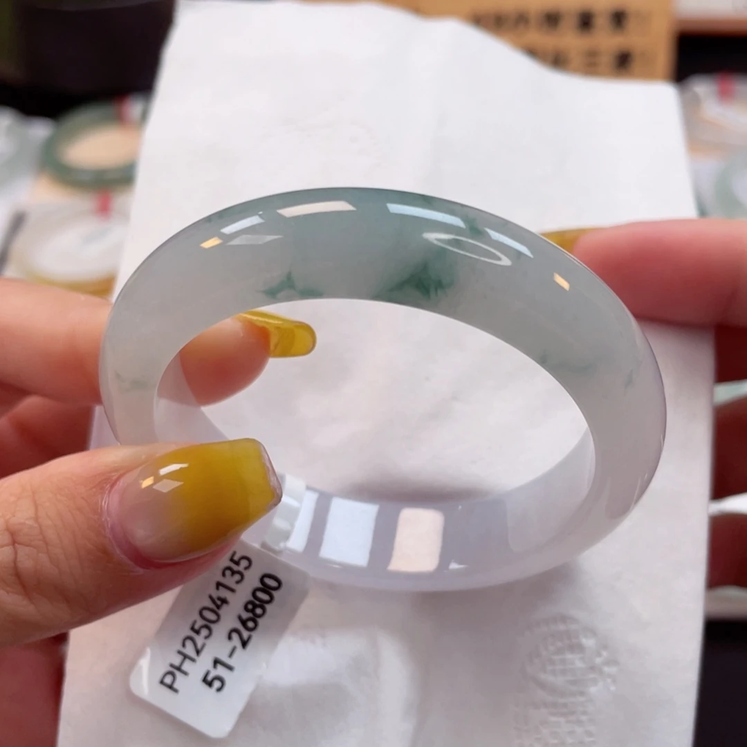 翡翠手镯未镶嵌51冰飘花清新 4号