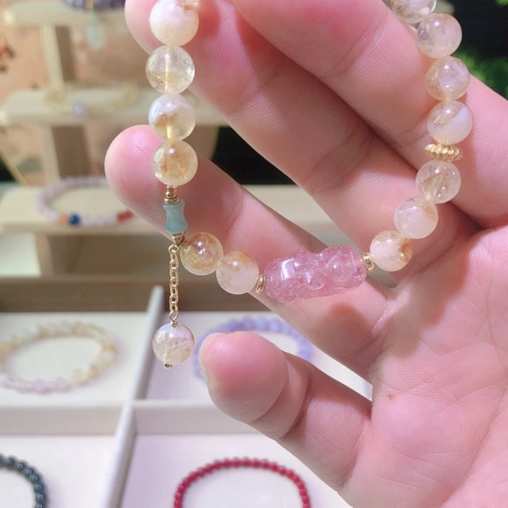 银S925镶嵌手链烟晶