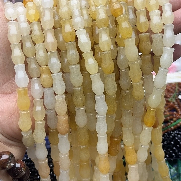 玛瑙/玉髓未镶嵌珠宝半成品一条8/13mm左右黄东陵宝瓶