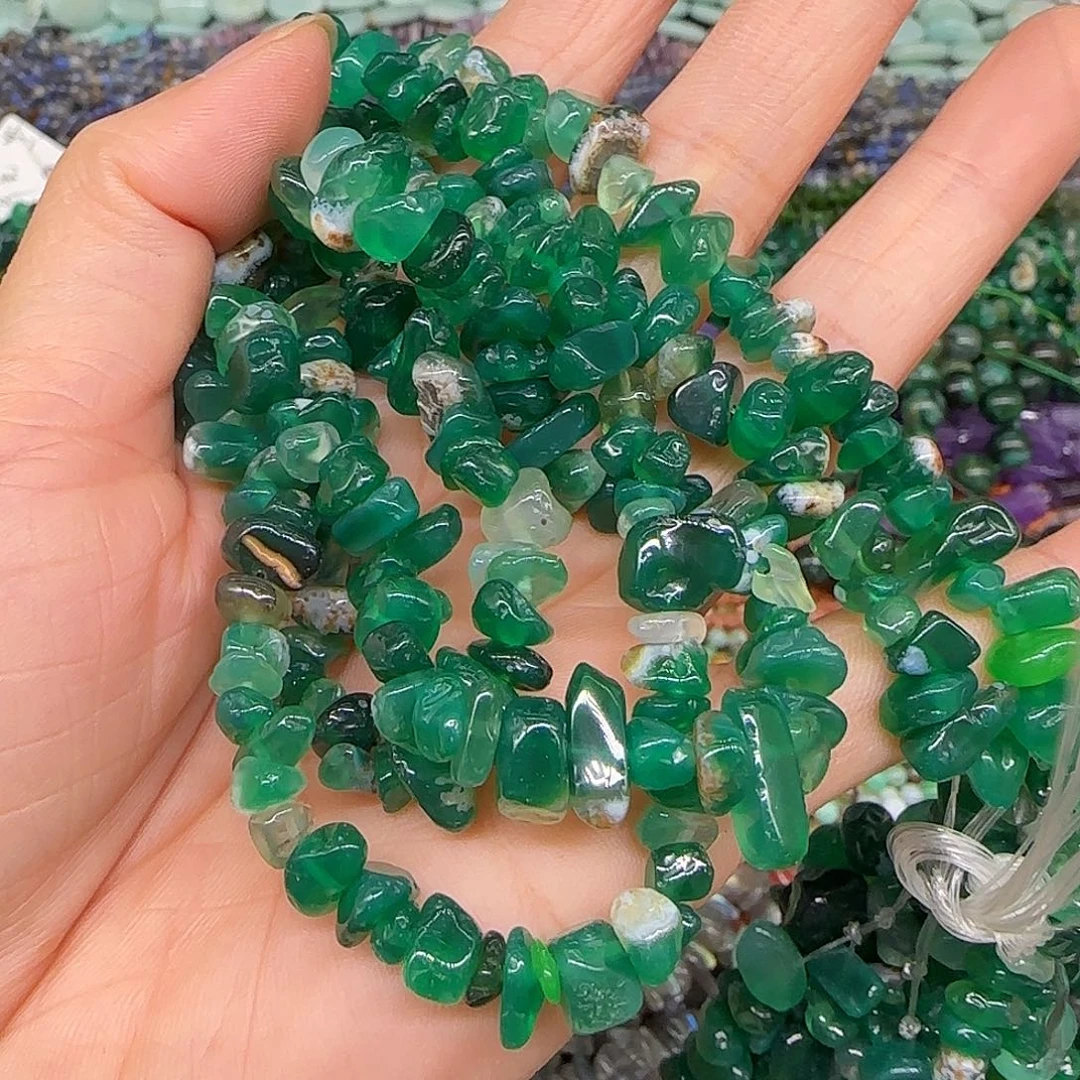 玛瑙/玉髓合金珠宝半成品绿樱花玛瑙6-8mm加长一条